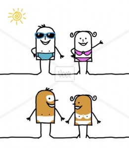 hand drawn cartoon characters - swimsuits and tanning 2392097